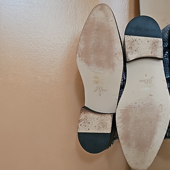 J. Crew Snake Print Leather Ankle Zipper Boots. - Picture 6 of 12